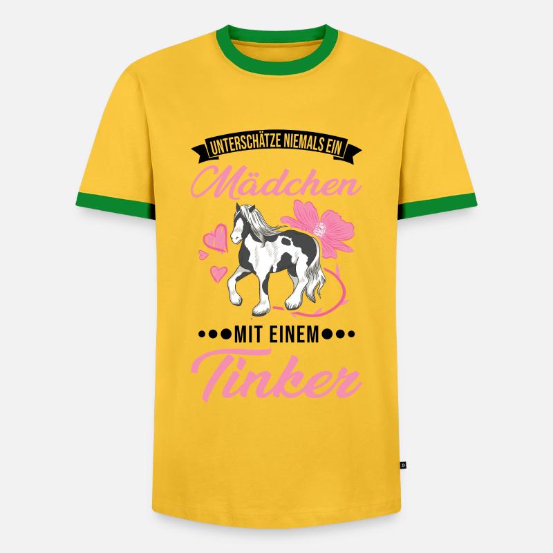 Irish Tinker Pferd Mädchen Tinker - Männer Kontrast-T-Shirt - Gelb/Grün 