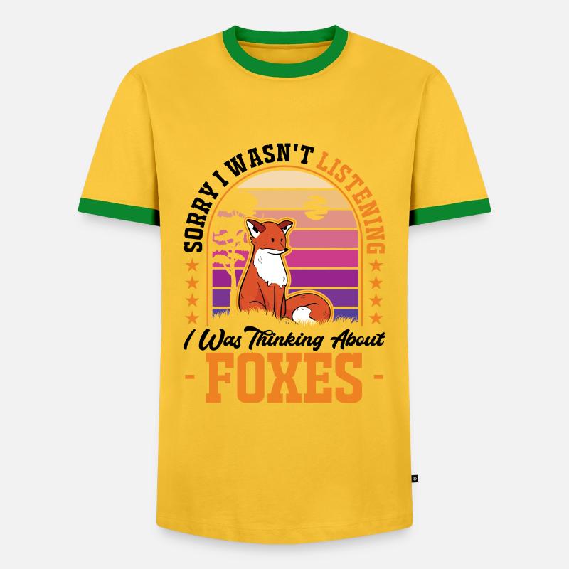 Fuchs Geschenk - Männer Kontrast-T-Shirt - Gelb/Grün