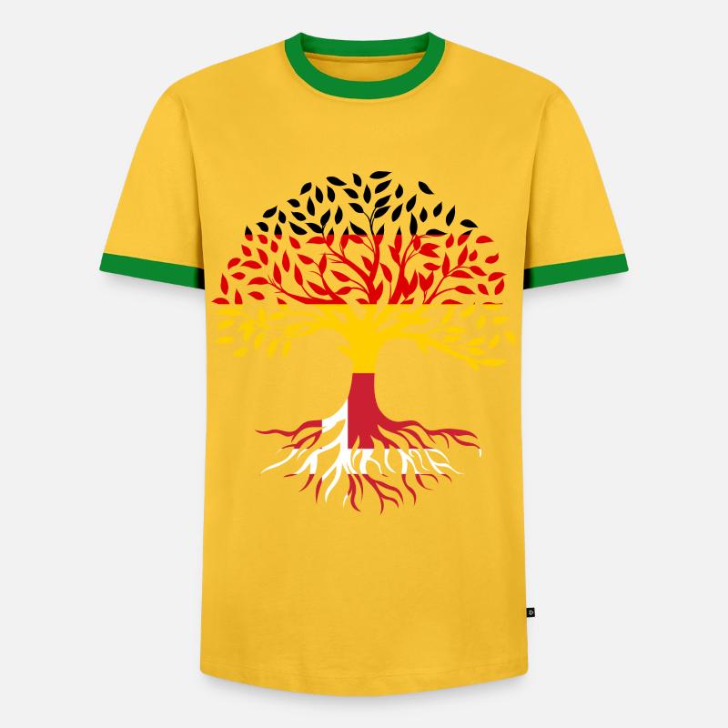 Roots Tree Germany Denmark - Men's Ringer Shirt - yellow/green 