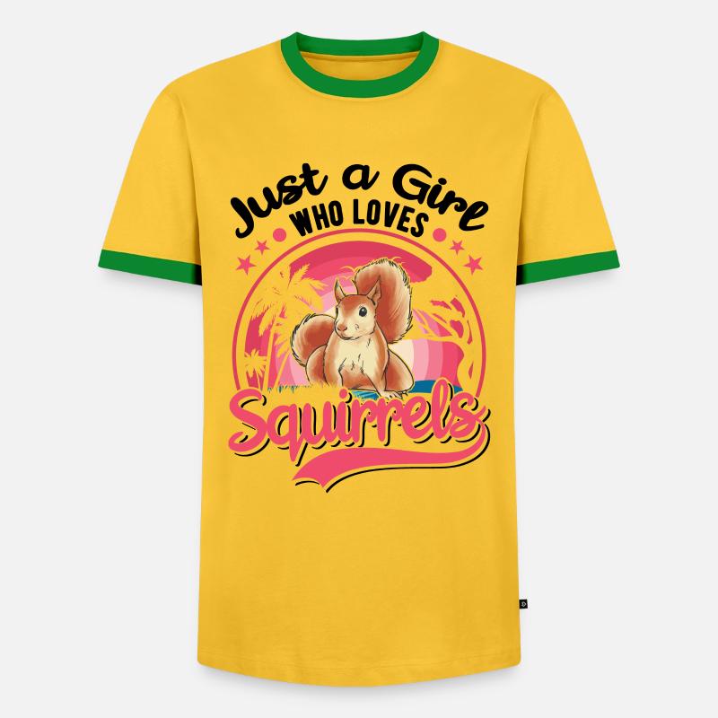 Eichhörnchen Mädchen Squirrel Grauhörnchen - Männer Kontrast-T-Shirt - Gelb/Grün 