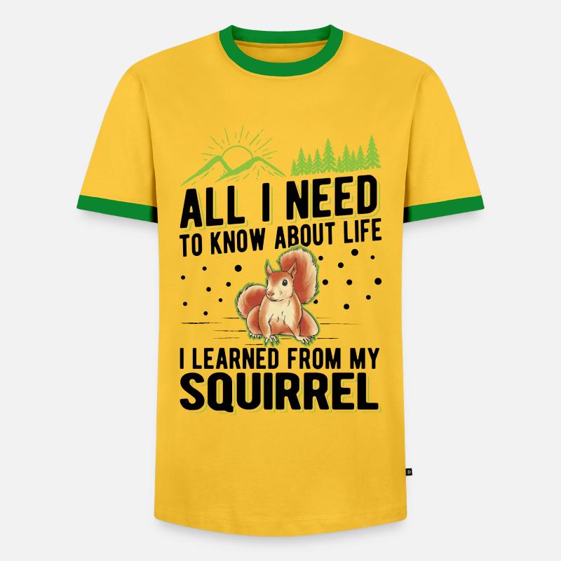 Eichhörnchen Geschenk Grauhörnchen Squirrel - Männer Kontrast-T-Shirt - Gelb/Grün 