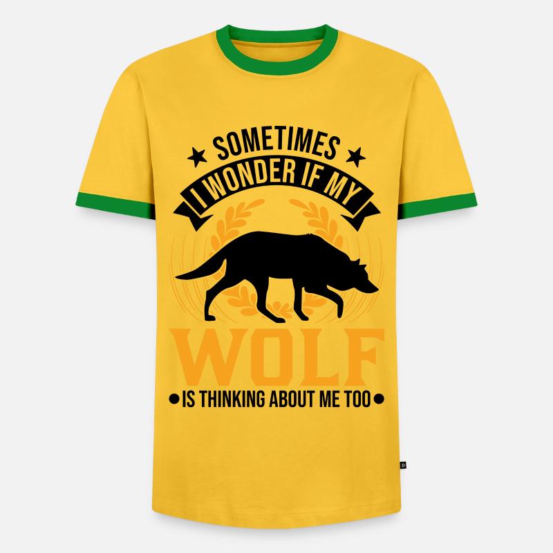 Wolf Lover Gift Wolf Pack - Men's Ringer Shirt - yellow/green 