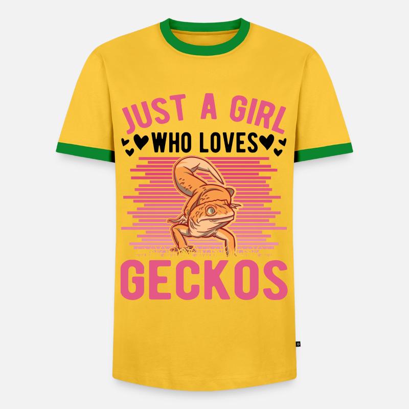 Gecko Mädchen Leopardengecko - Männer Kontrast-T-Shirt - Gelb/Grün 