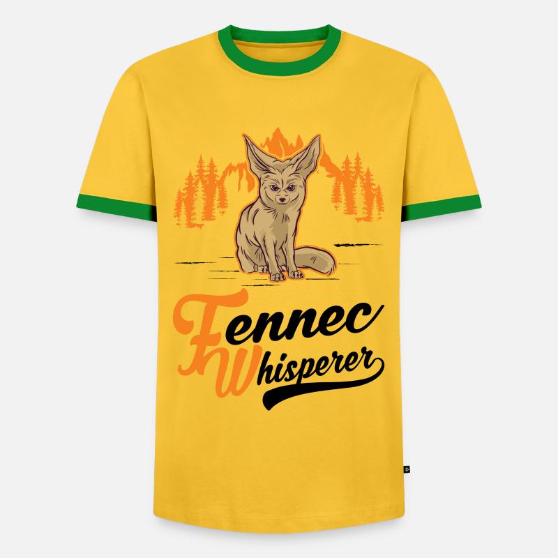 Fennec Whisperer Fennec Desert Fox - Men's Ringer Shirt - yellow/green 