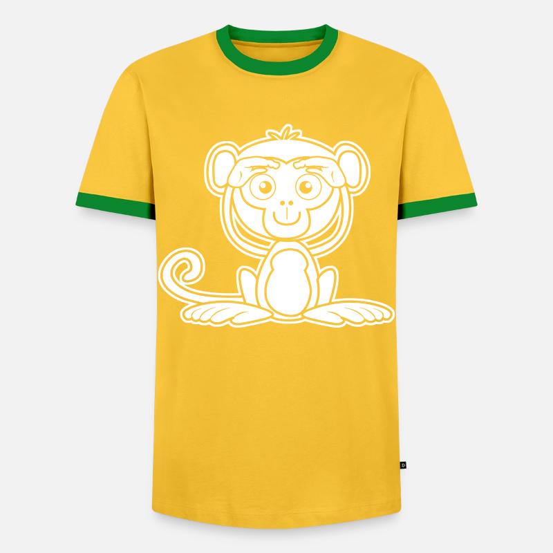 Monkey Cute Monkey - Men's Ringer Shirt - yellow/green 