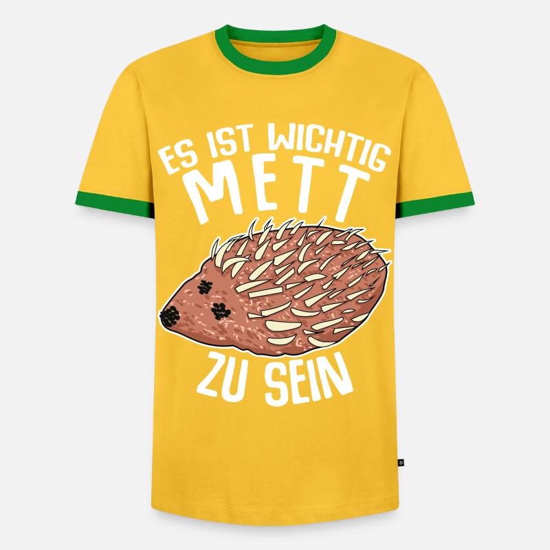 Mettigel Hackfleisch Mett Hack - Männer Kontrast-T-Shirt - Gelb/Grün 
