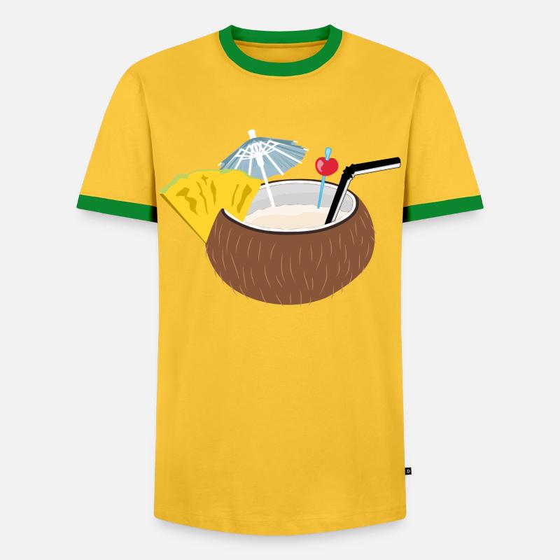 Cocktail Coconut Coconuts - Men's Ringer Shirt - yellow/green