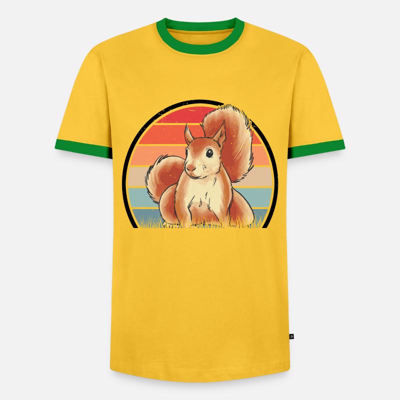 Eichhörnchen Retro Squirrel - Männer Kontrast-T-Shirt - Gelb/Grün 