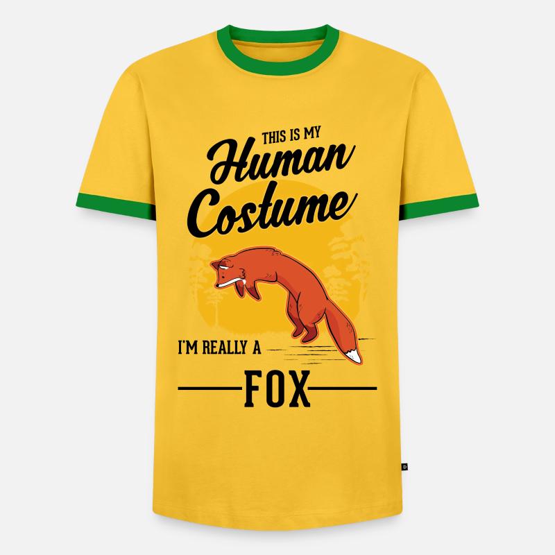 Fuchs Geschenk Rotfuchs - Männer Kontrast-T-Shirt - Gelb/Grün 