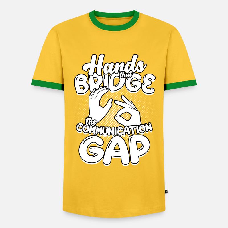 ASL Sign Language Interpreter - Men's Ringer Shirt - yellow/green 