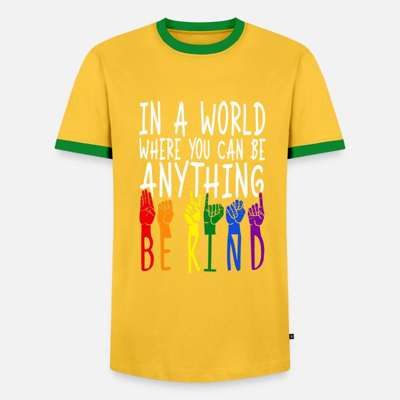 ASL Sign Language Interpreter - Men's Ringer Shirt - yellow/green 