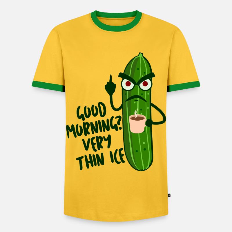 Grumpy Cucumber Cucumbers Pickles - Men's Ringer Shirt - yellow/green