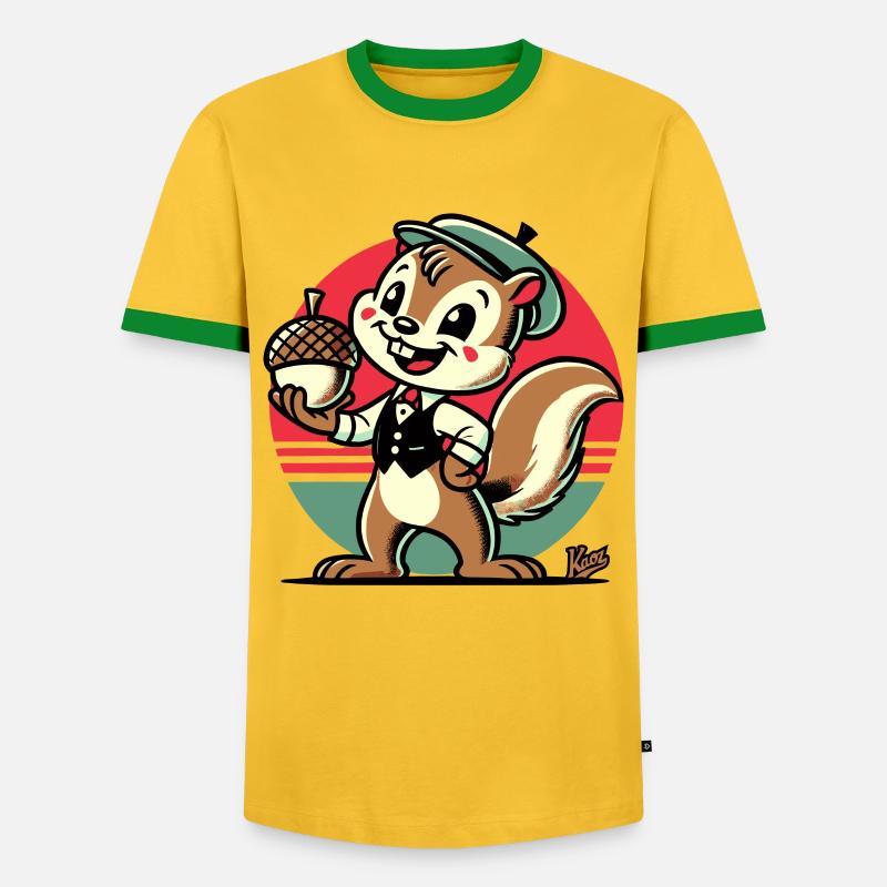 Squirrel with hazelnut - Men's Ringer Shirt - yellow/green