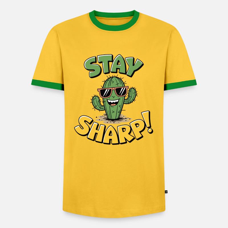 Stay Sharp Cactus - Men's Ringer Shirt - yellow/green