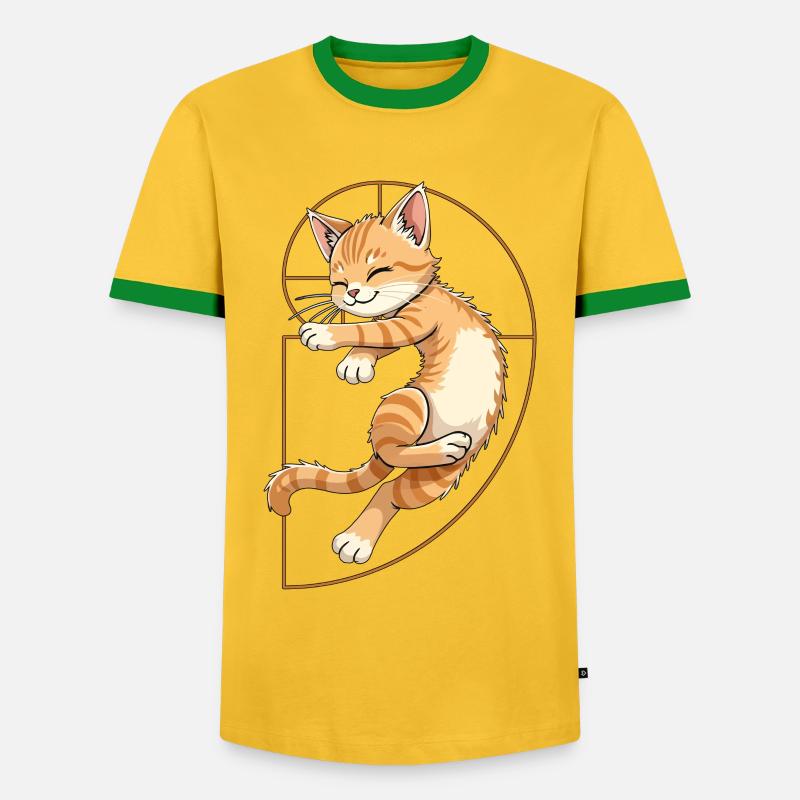 Fibonacci Katze - Männer Kontrast-T-Shirt - Gelb/Grün 