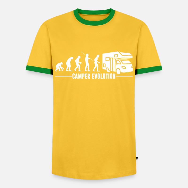 Caravan Camping Evolution Camper - Men's Ringer Shirt - yellow/green