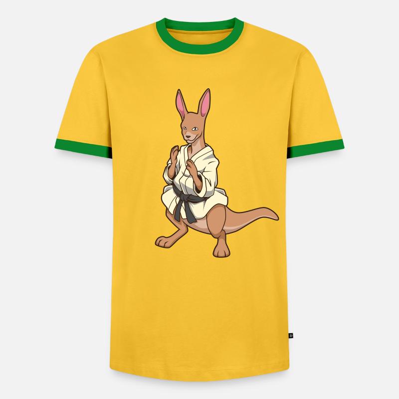 Comic Kangaroo makes judo - Men's Ringer Shirt - yellow/green