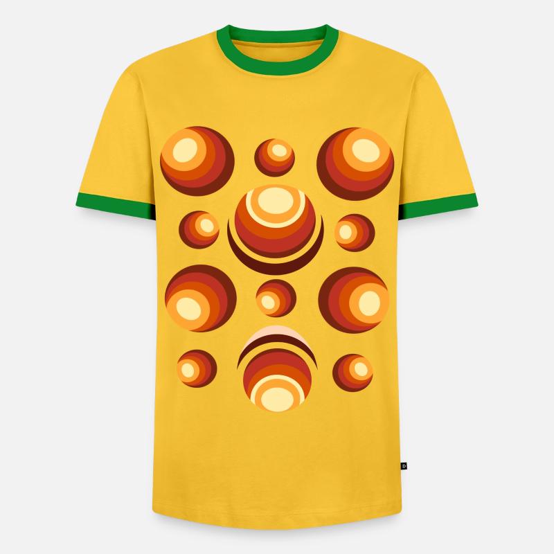Retro Circle Pattern 70s Crescent - Men's Ringer Shirt - yellow/green