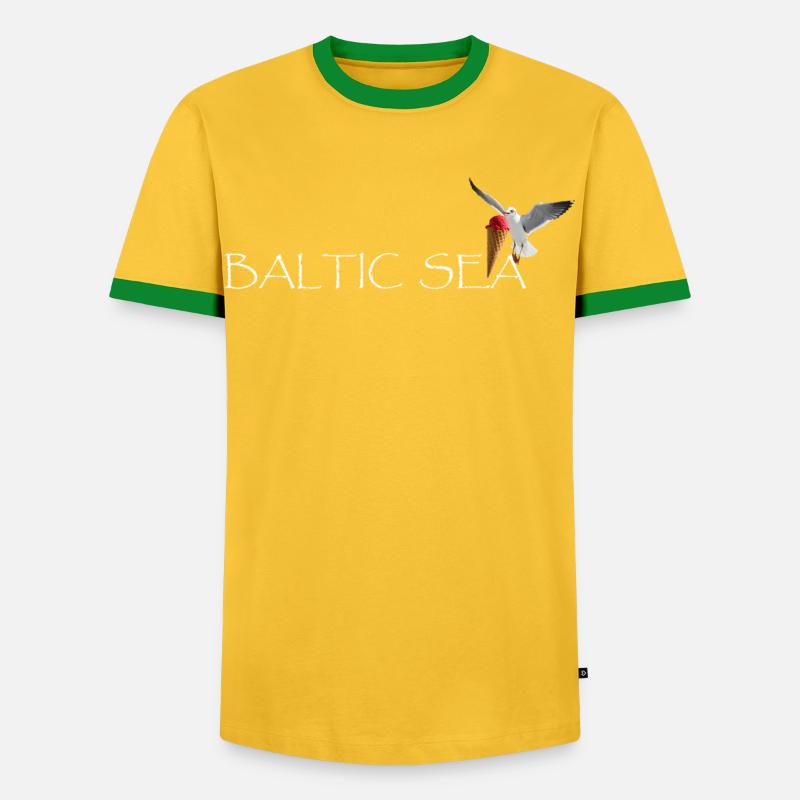 Ostsee Möwe die Eis klaut - Men's Ringer Shirt - yellow/green 