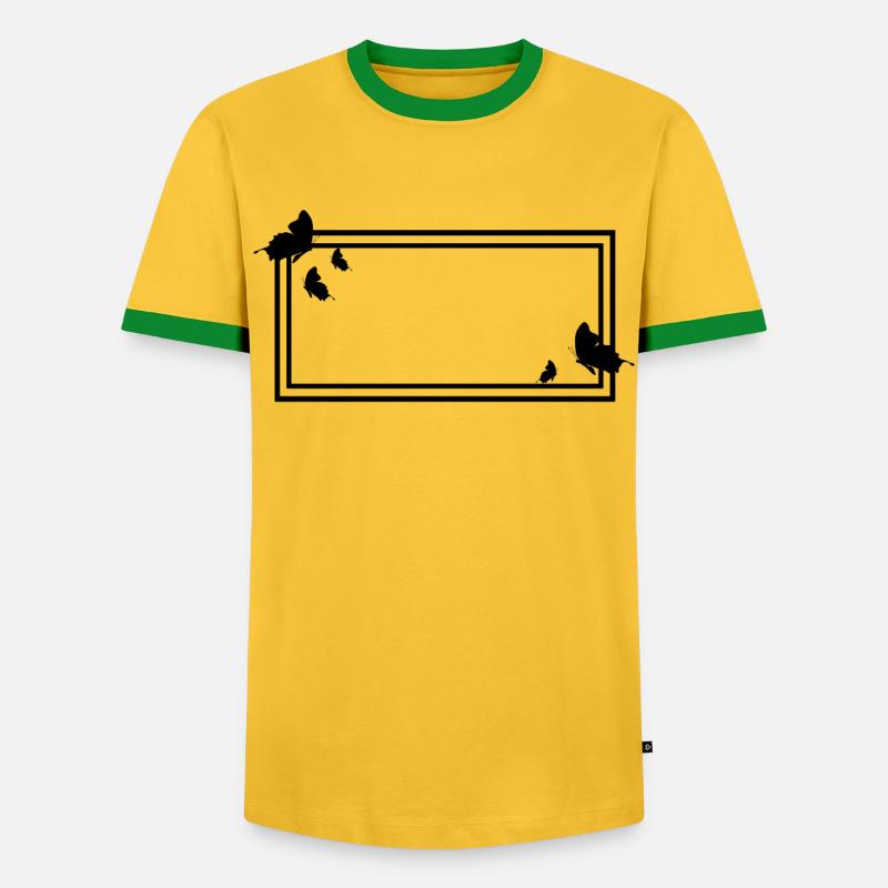 Rectangular frame with butterflies - Men's Ringer Shirt - yellow/green