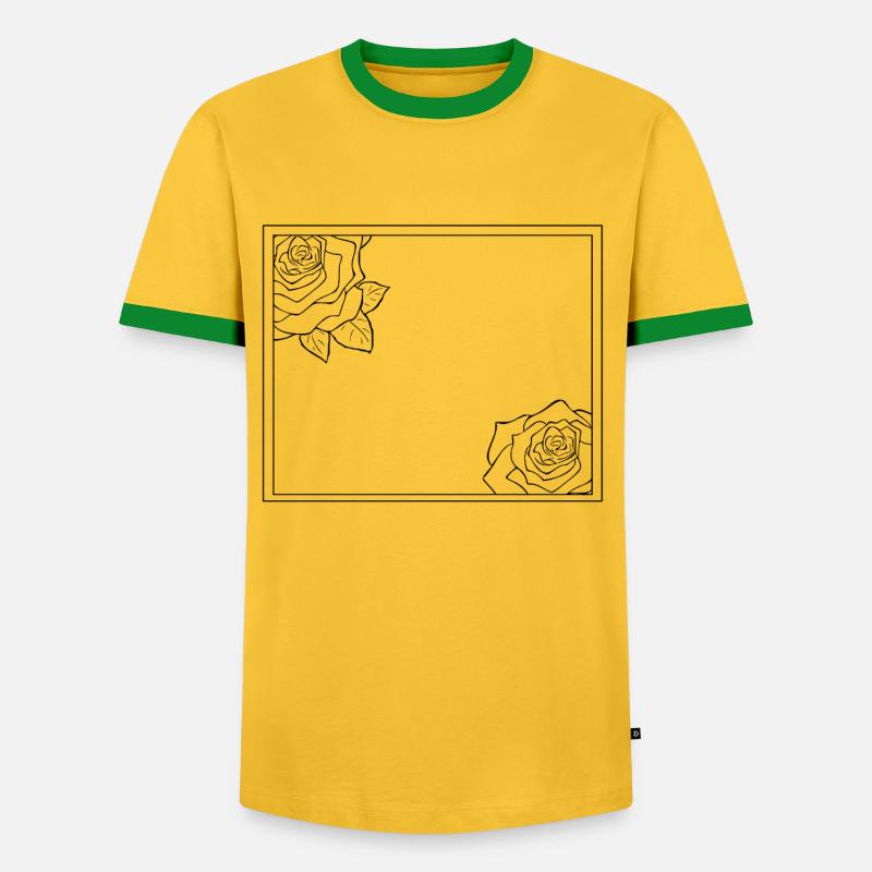 Rectangular frame with roses - Men's Ringer Shirt - yellow/green 