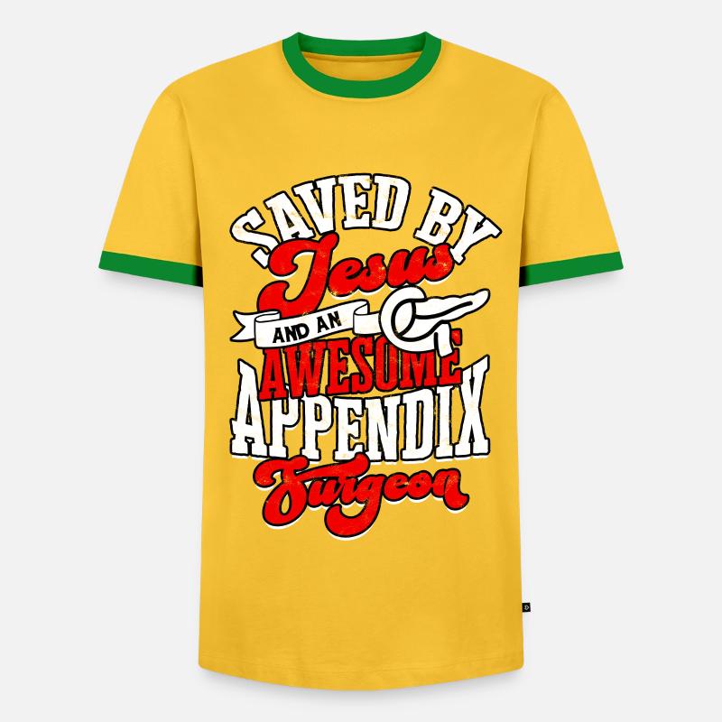 Appendix Operation Appendectomy Removal - Men's Ringer Shirt - yellow/green 