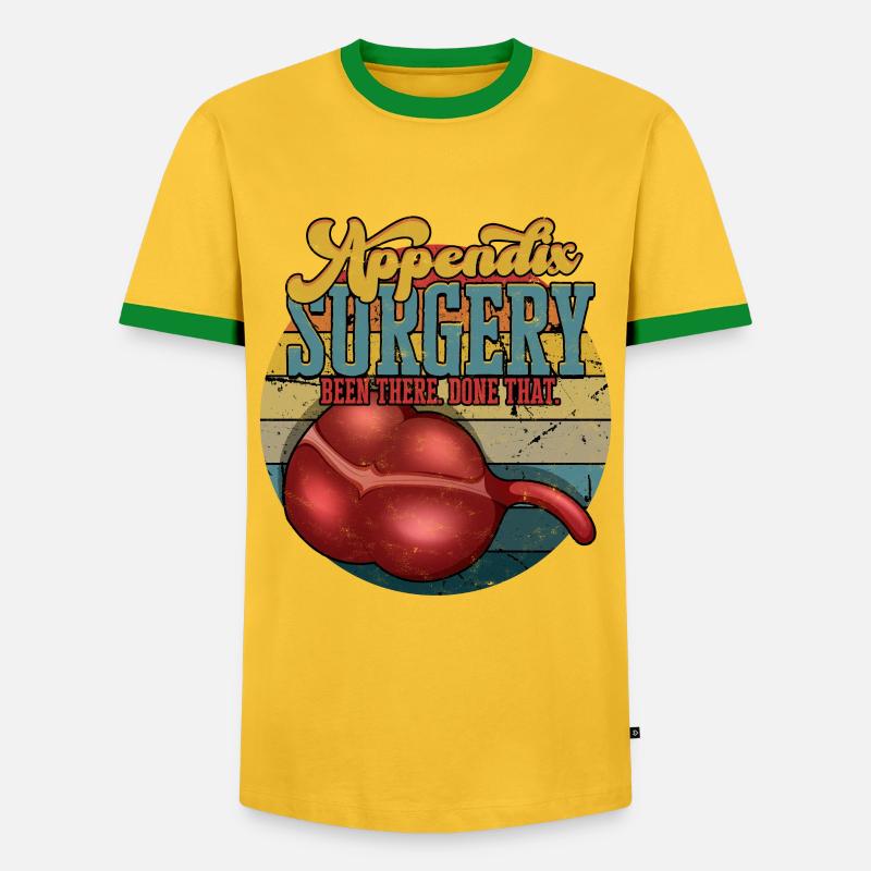 Appendix Operation Appendectomy Removal - Men's Ringer Shirt - yellow/green 