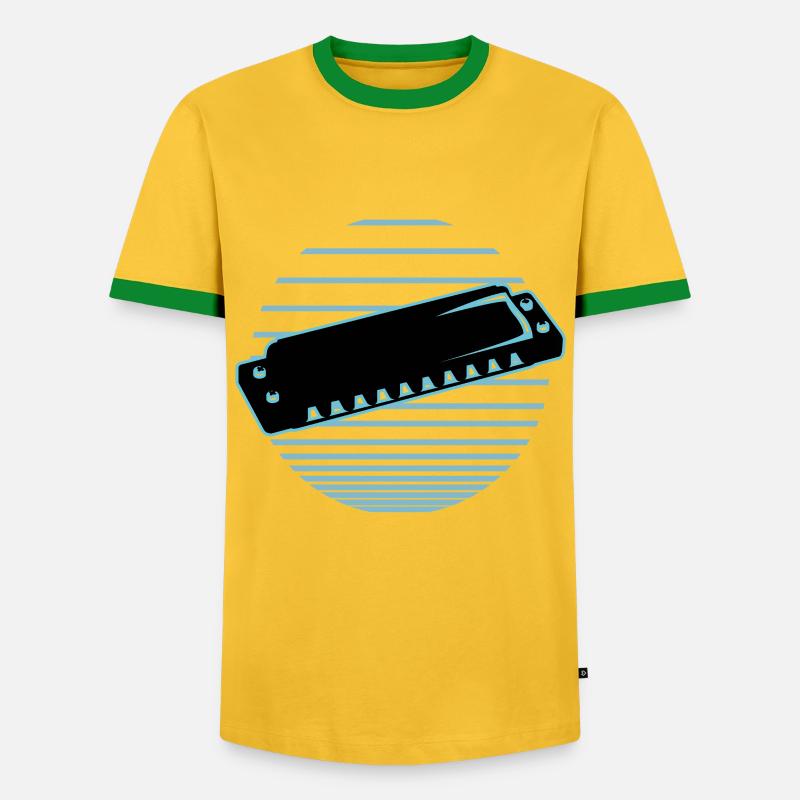 Harmonica - Men's Ringer Shirt - yellow/green 