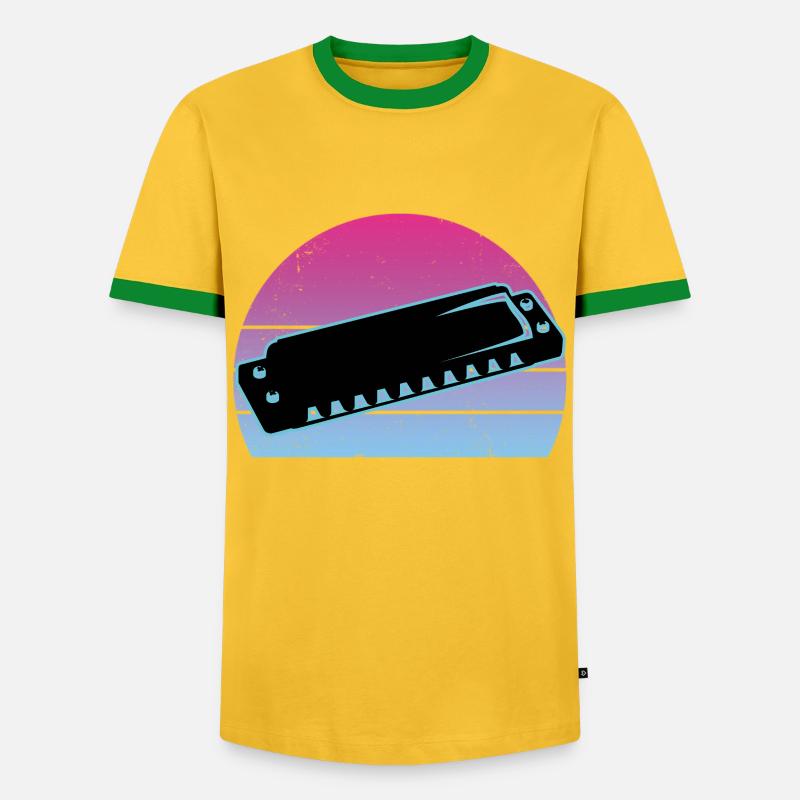 Harmonica - Men's Ringer Shirt - yellow/green 