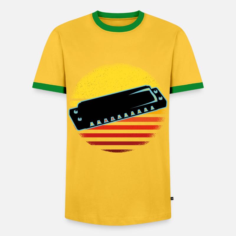 Harmonica - Men's Ringer Shirt - yellow/green 