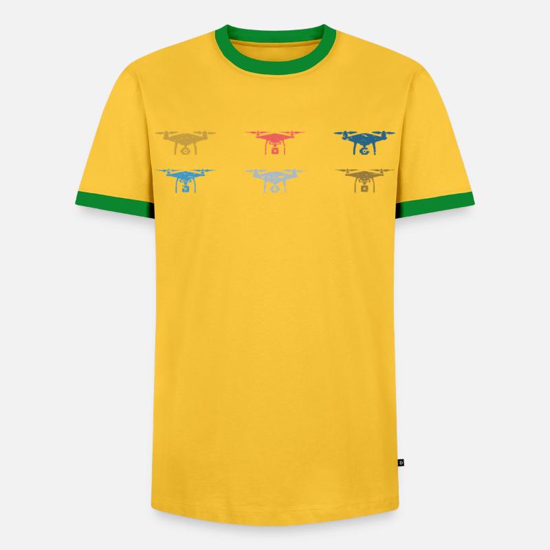 Heartbeat Drone Drones - Men's Ringer Shirt - yellow/green 
