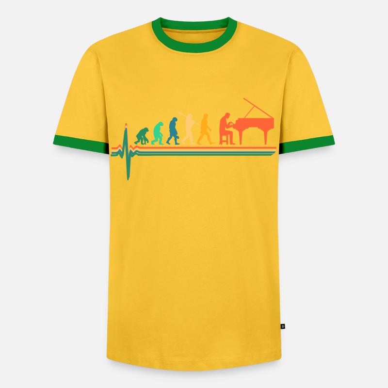Piano evolution - Men's Ringer Shirt - yellow/green