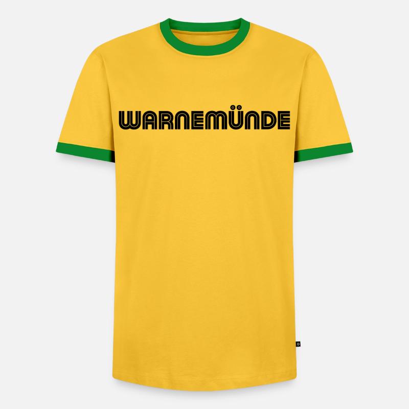Warnemünde - Männer Kontrast-T-Shirt - Gelb/Grün 
