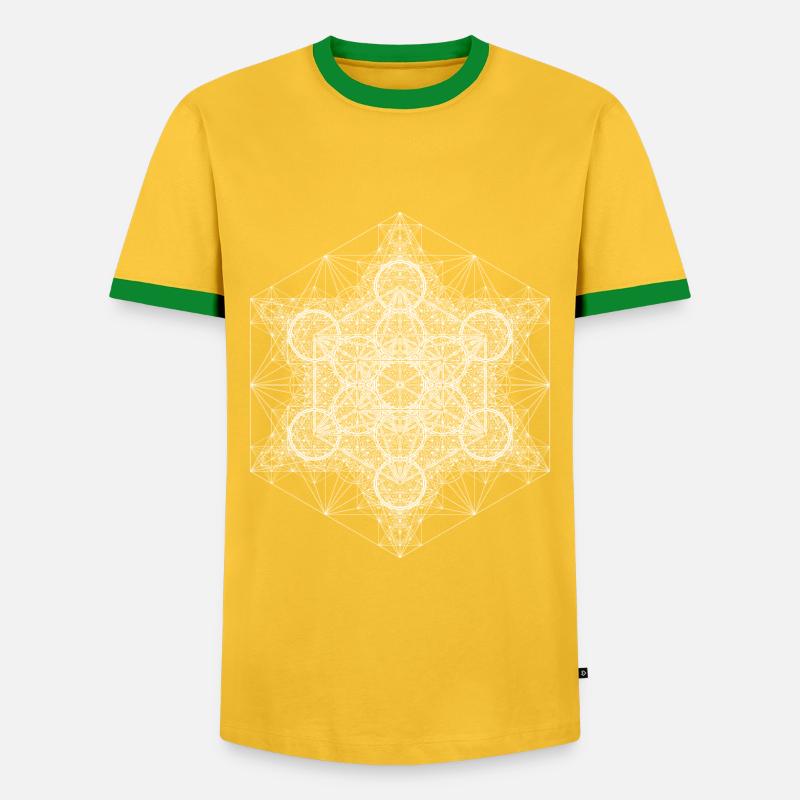 Metatrons Super Structure White - Men's Ringer Shirt - yellow/green