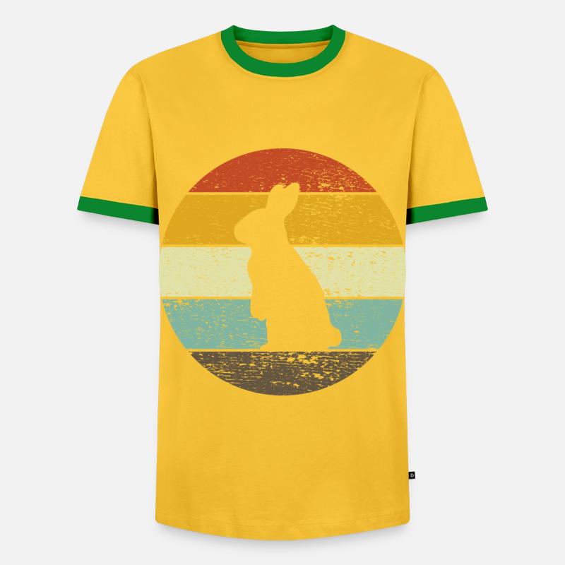 Rabbit Easter Retro Gift - Men's Ringer Shirt - yellow/green