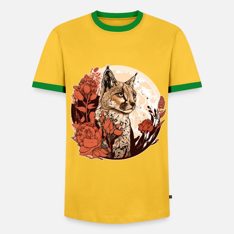 Luchs - Männer Kontrast-T-Shirt - Gelb/Grün 