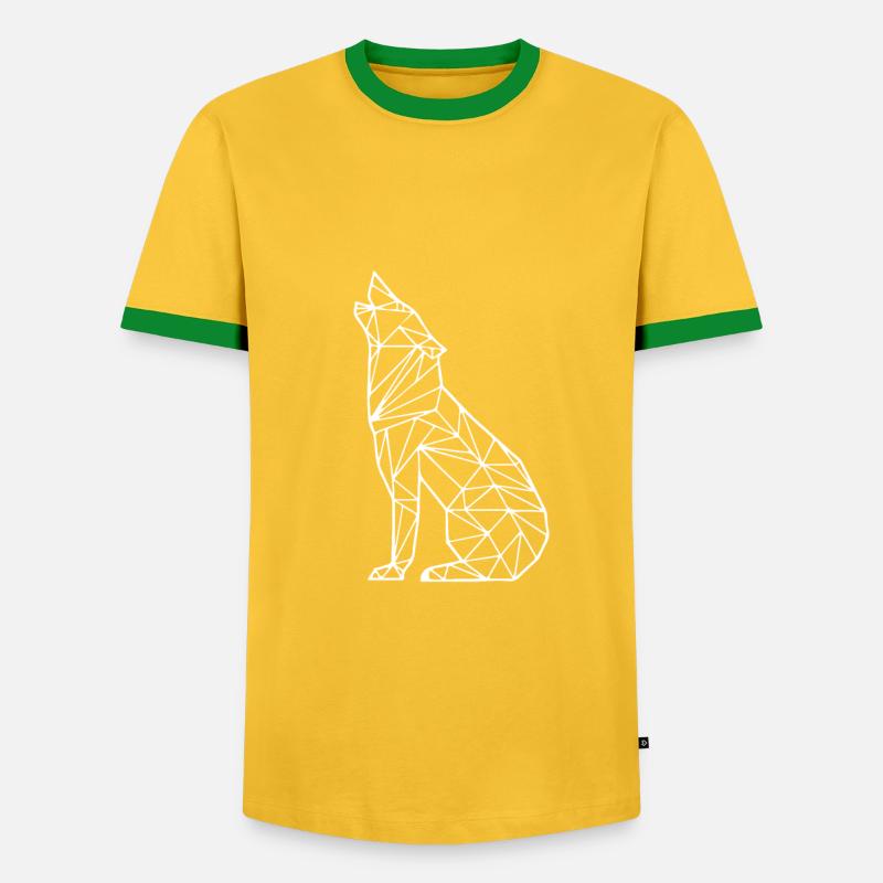 Vector drawing - wolf - Men's Ringer Shirt - yellow/green 