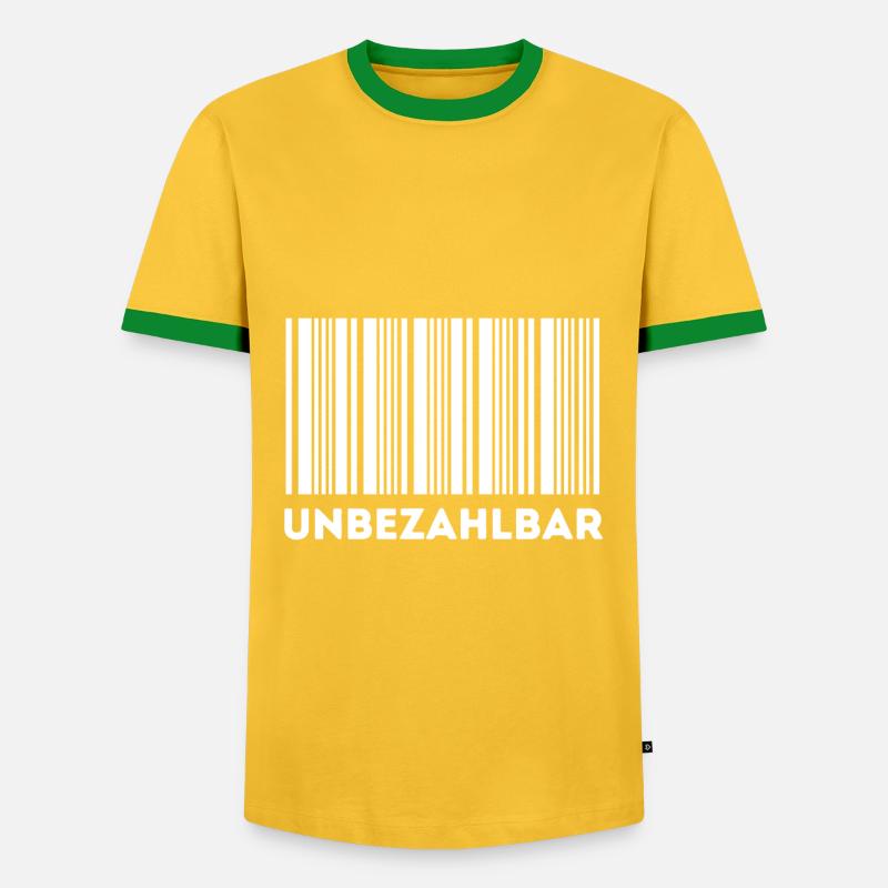 strichcode unbezahlbar - Männer Kontrast-T-Shirt - Gelb/Grün 