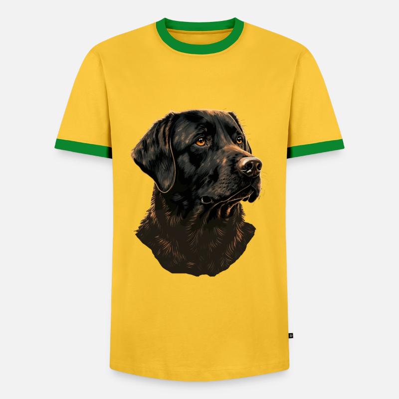 Schwarzer Labrador Retriever - Männer Kontrast-T-Shirt - Gelb/Grün