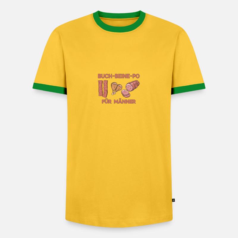 Fleisch Liebe Fleisch Schweinefleisch Hühnerfleisc - Männer Kontrast-T-Shirt - Gelb/Grün 
