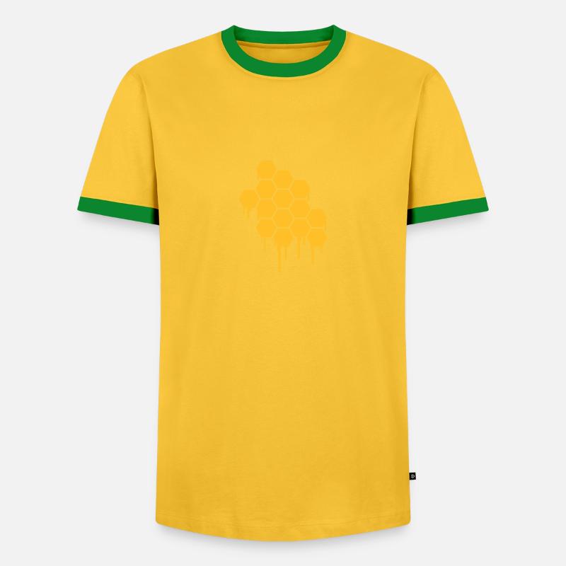Honeycombs Pattern - Männer Kontrast-T-Shirt - Gelb/Grün 