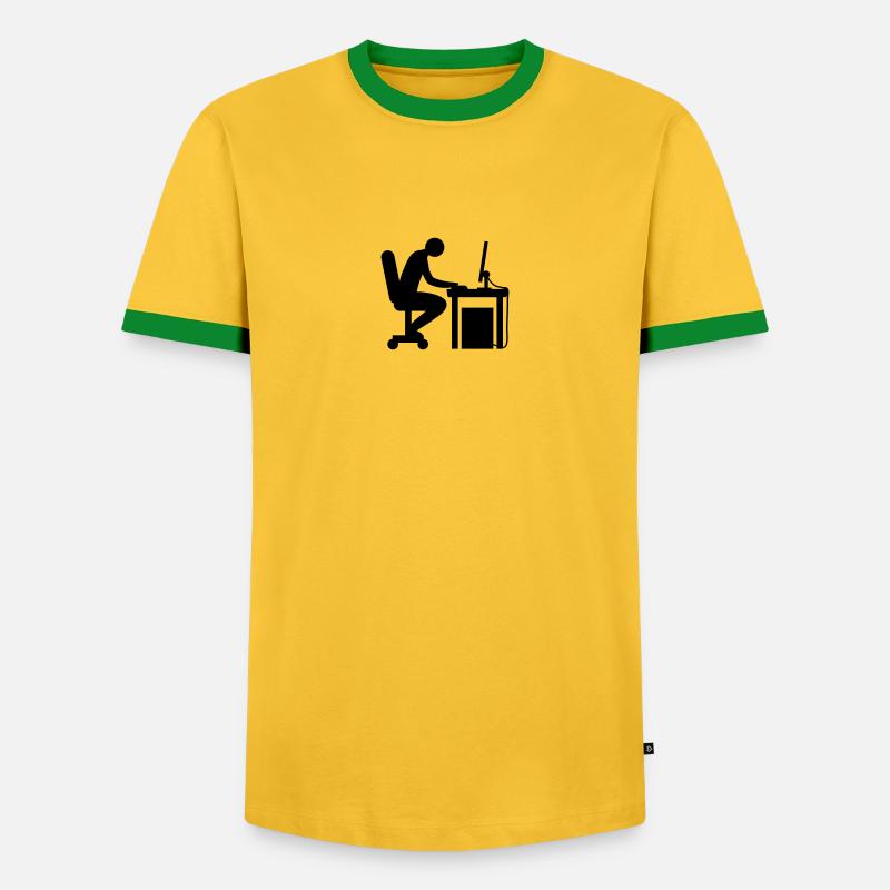 Computer desk nerd - Men's Ringer Shirt - yellow/green 