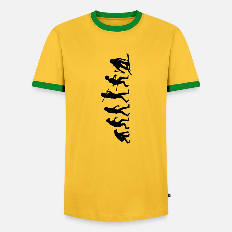 Evolution Ski - Männer Kontrast-T-Shirt - Gelb/Grün 