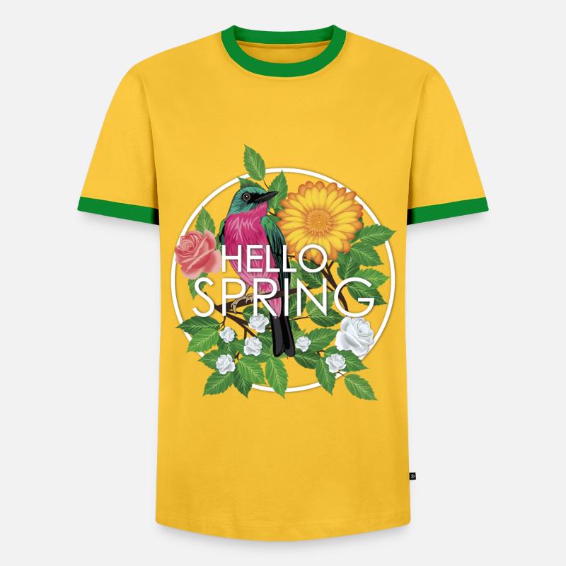 Hello Spring - Men's Ringer Shirt - yellow/green 