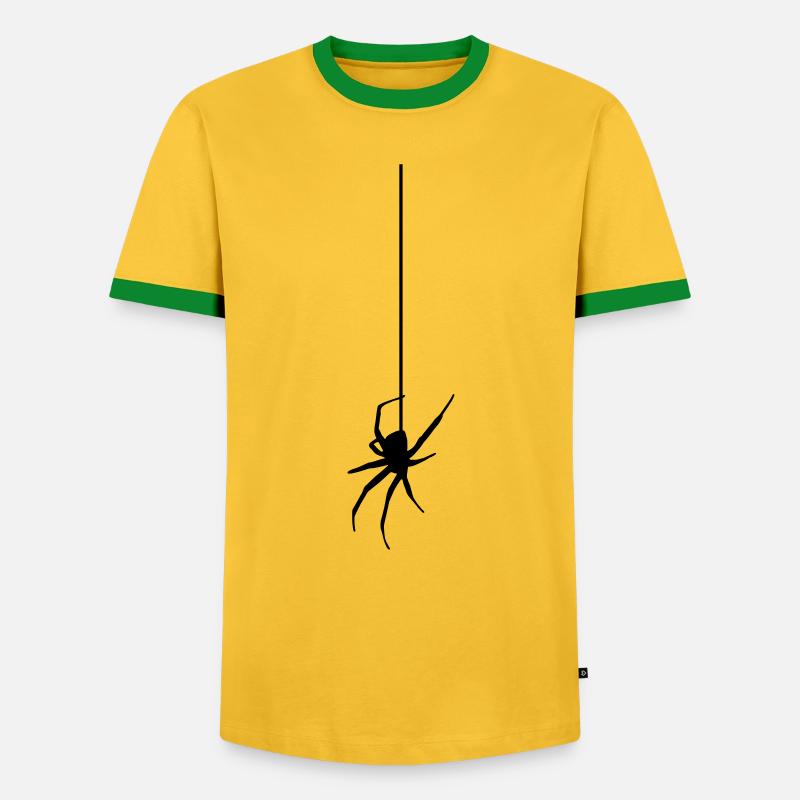 Spider on a thread - Men's Ringer Shirt - yellow/green