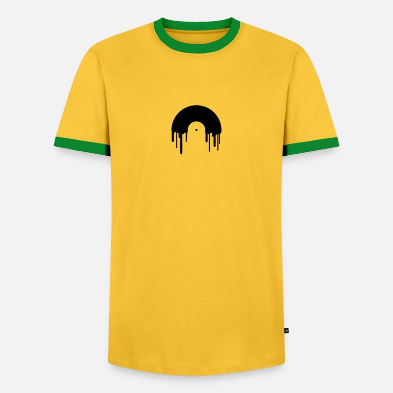 record_disc - Männer Kontrast-T-Shirt - Gelb/Grün 