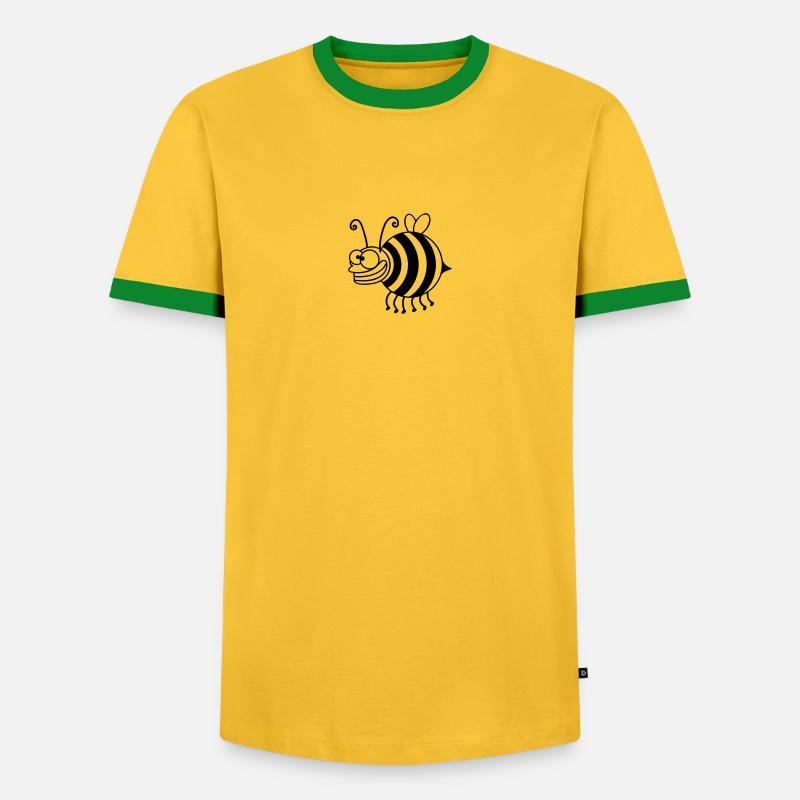 Funny thickness crazy bee - Men's Ringer Shirt - yellow/green 