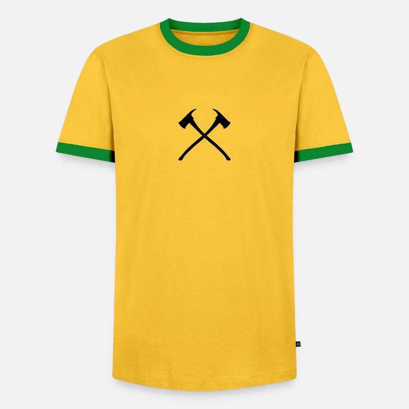 2 fire axes - Men's Ringer Shirt - yellow/green 