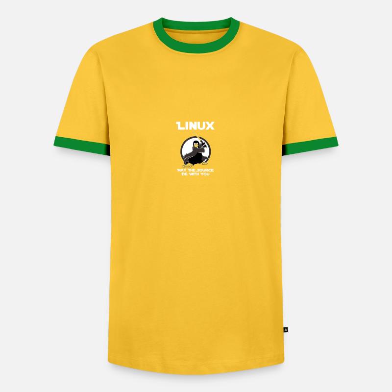 may_the_linux_source - Männer Kontrast-T-Shirt - Gelb/Grün 