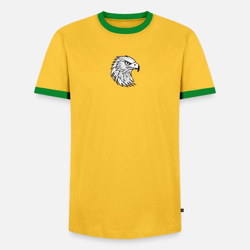 Stylized eagle head design - Men's Ringer Shirt - yellow/green 